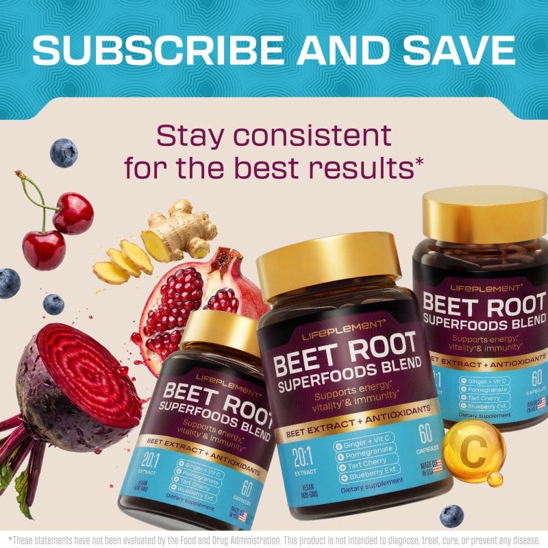 LIFEPLEMENT BeetRoot Superfoods Blend for Energy & Immune health.
