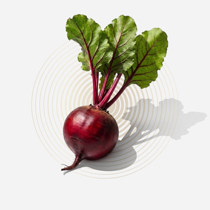 Fresh beetroot with green leaves, ideal for health supplements.